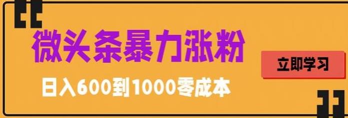 【副业项目5970期】微头条暴力涨粉技巧搬运文案就能涨几万粉丝，简单0成本，日赚600缩略图