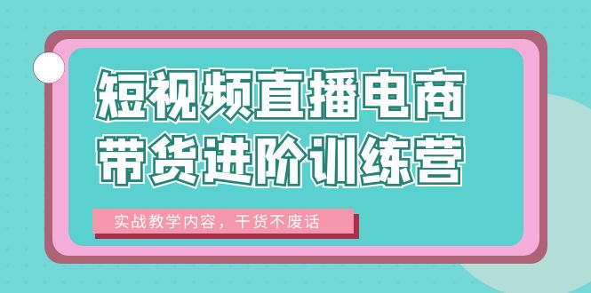 【副业项目6485期】短视频直播电商带货进阶训练营：实战教学内容，干货不废话！缩略图