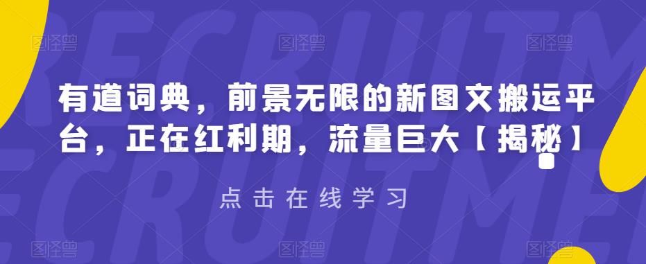 【副业项目6843期】有道词典，前景无限的新图文搬运平台，正在红利期，流量巨大【揭秘】缩略图