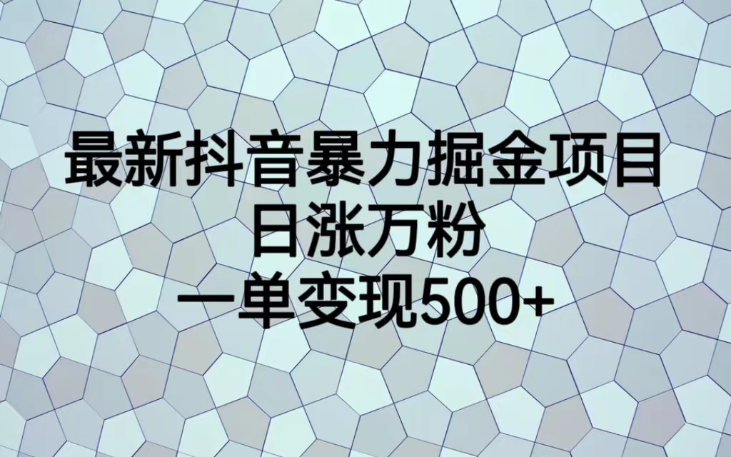 【副业项目6939期】最新抖音暴力掘金项目，日涨万粉，一单变现500+缩略图