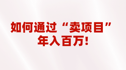 【副业项目7001期】2023年最火项目：通过“卖项目”年入百万！普通人逆袭翻身的唯一出路缩略图