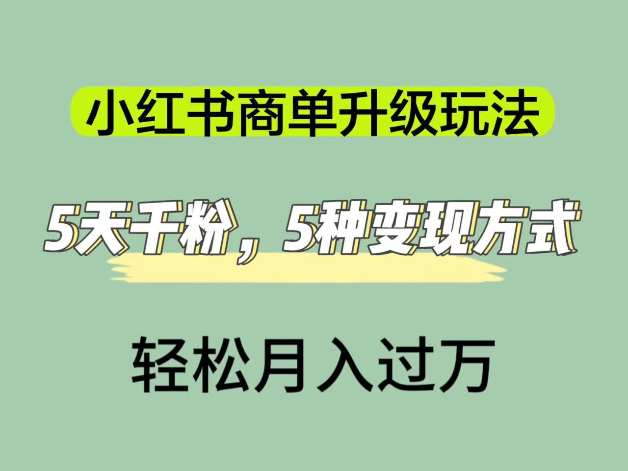 【副业项目7497期】小红书商单升级玩法，5天千粉，5种变现渠道，轻松月入1万+缩略图