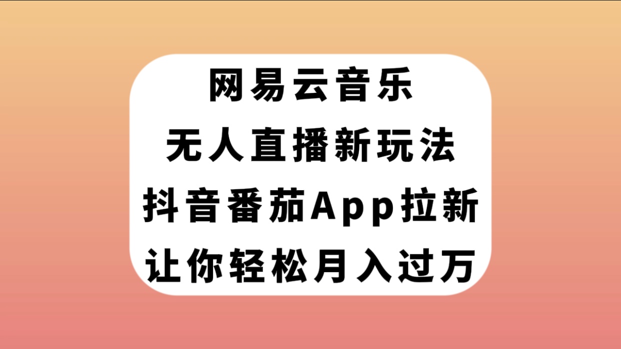 【副业项目7905期】网易云音乐无人直播新玩法，抖音番茄APP拉新，让你轻松月入过万缩略图